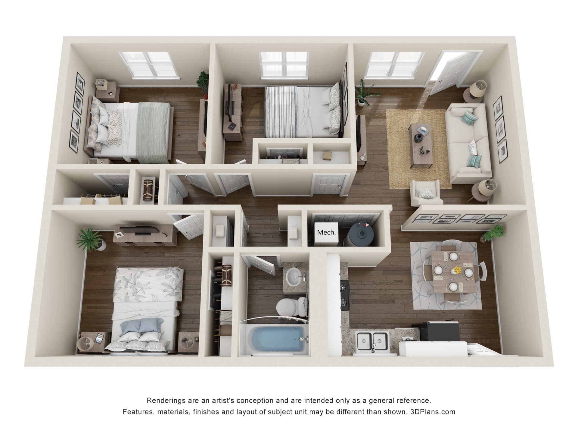 Sand Dollar — 3 Bed / 1 Bath floor plan